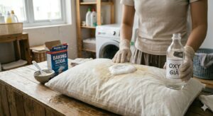 Cách làm sạch ruột gối ố vàng chỉ sau một lần giặt, phòng ngủ thơm mát hơn hẳn 1 cach lam sach ruot goi o vang chi sau mot lan giat phong ngu thom mat hon han 131229