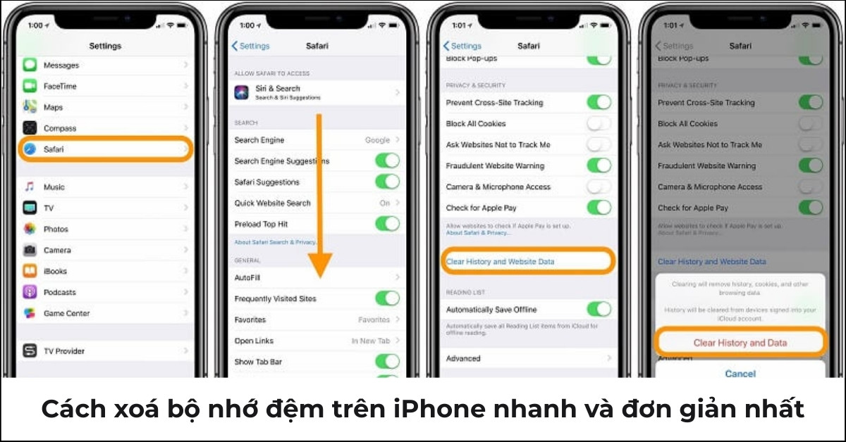cach xoa bo nho dem tren iphone didongviet