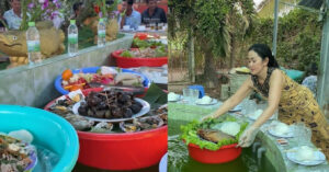 Đám giỗ độc lạ ở An Giang, gia chủ bày món trên chậu nhựa, tự trôi giữa bể cá 1 dam gio doc la o an giang gia chu bay mon tren chau nhua tu troi giua be ca 1025