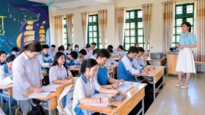 hoc sinh lop 12 o lao cai dang trong giai doan on thi nuoc rut