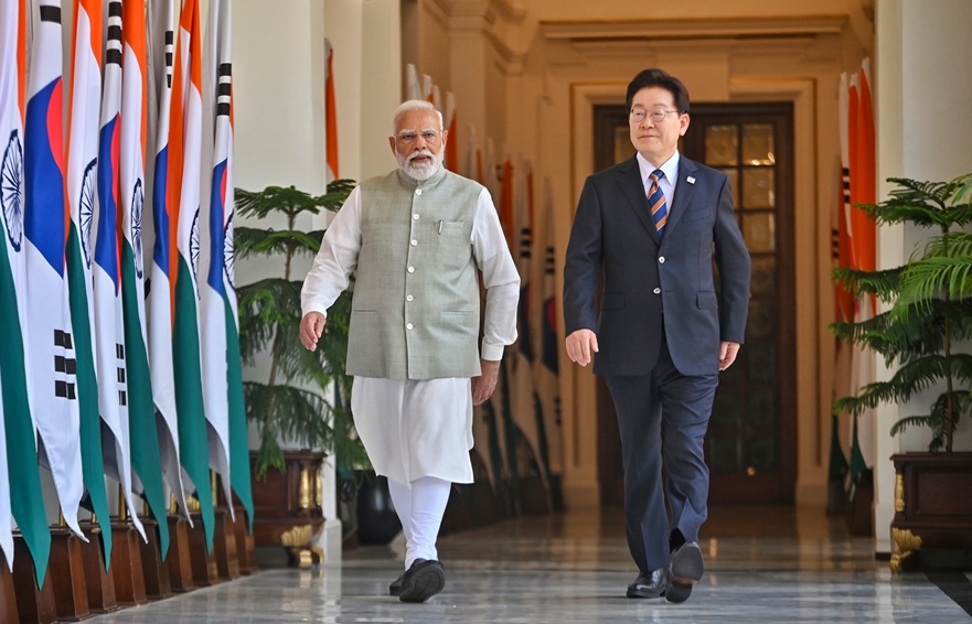 thu tuong an do narendra modi va tong thong han quoc lee jae myung tai hyderabad house new delhi nga